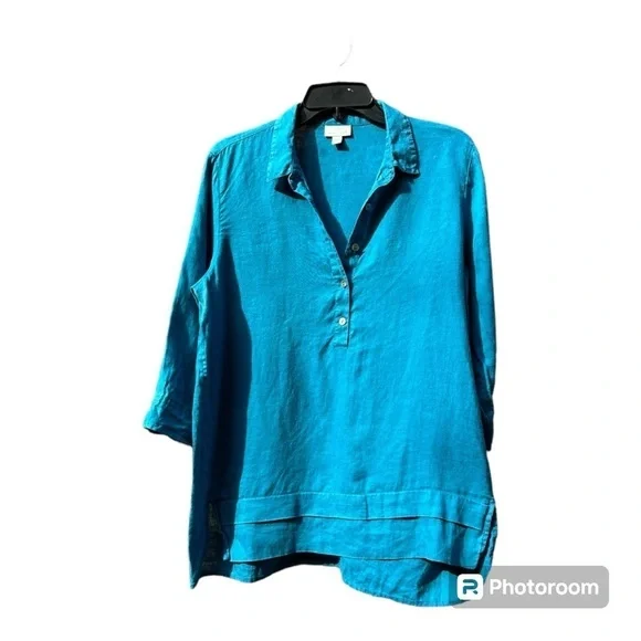 J. JILL Love Linen 100% Linen Minimalist Long Sleeve Button Down Tunic B… - Picture 3 of 8